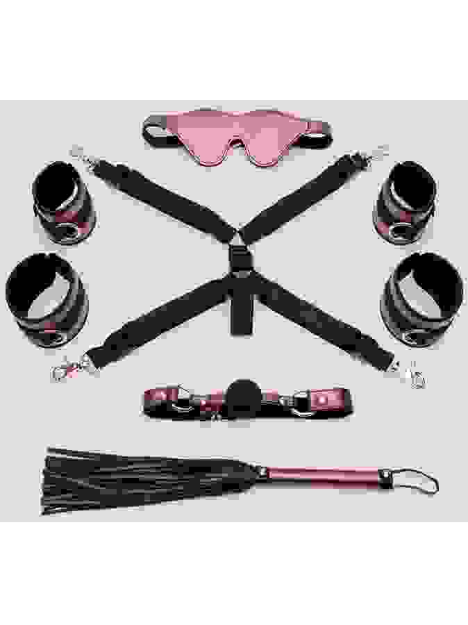 Bondage Boutique Seduce Me Lover's Bed Bondage Kit (6 Piece), Pink, hi-res